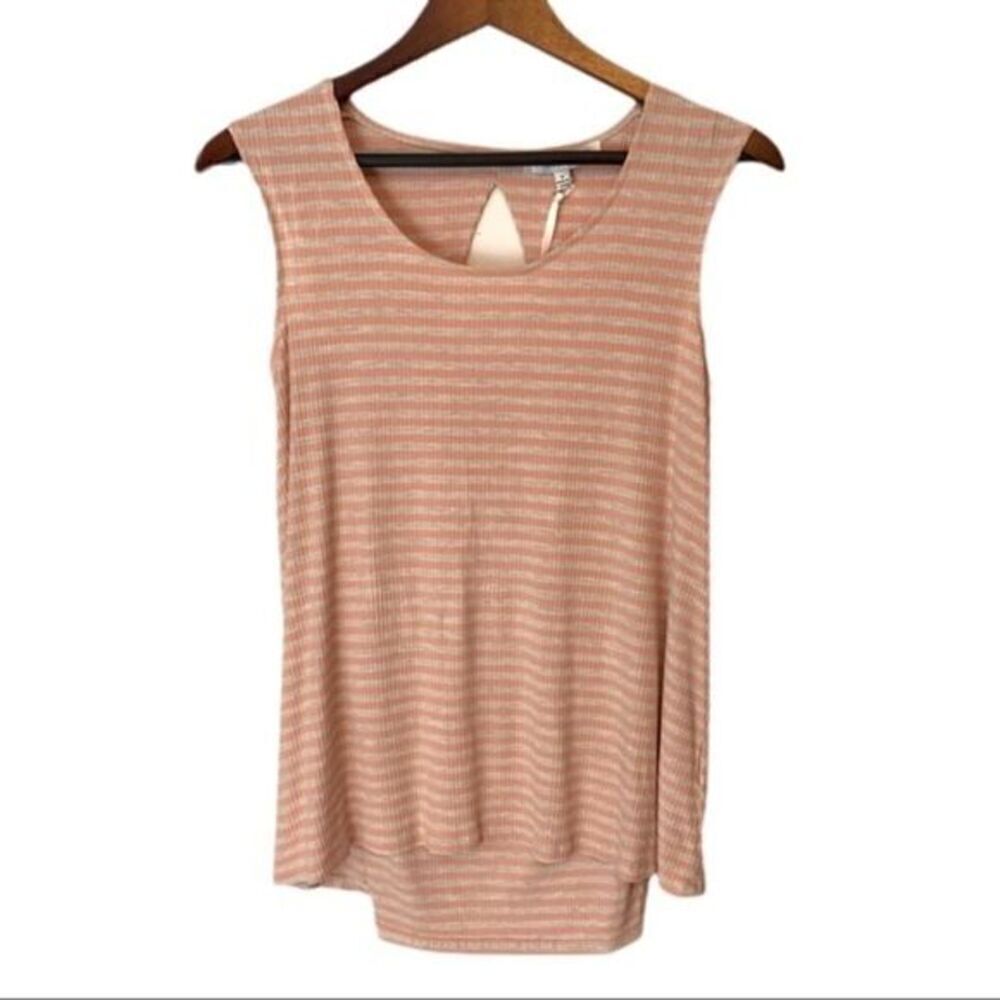 Rose + Olive Jersey Knit Open Back Stripe Tank Top